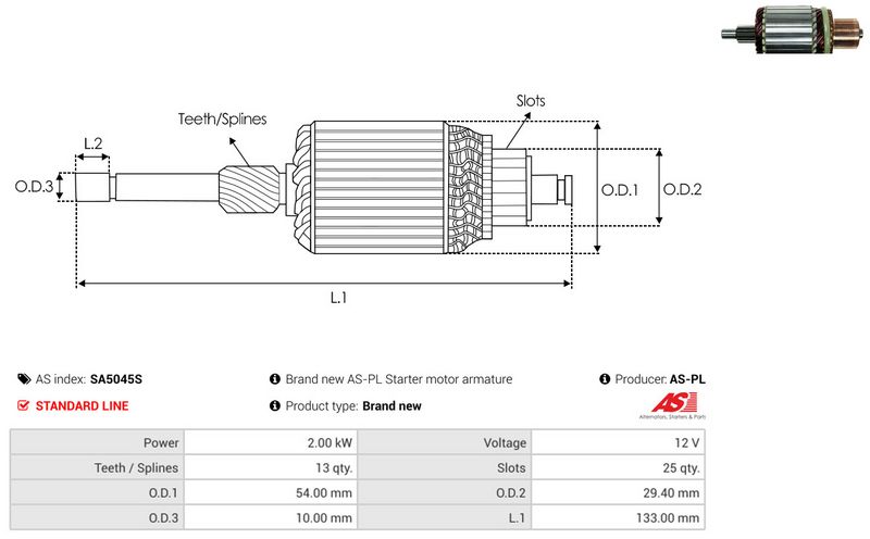 AS-PL SA5045S Armature, starter