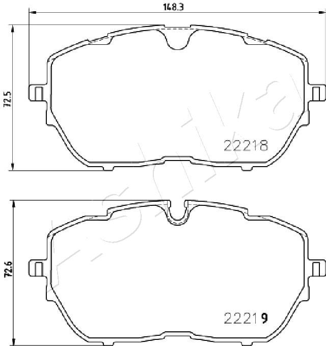 Комплект гальмівних накладок, дискове гальмо, Ashika 50-00-0647