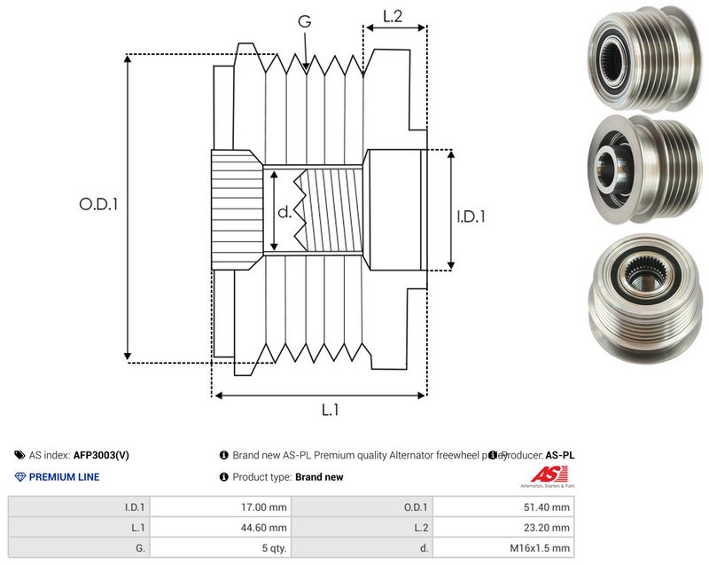 AS-PL AFP3003(V) Alternator Freewheel Clutch