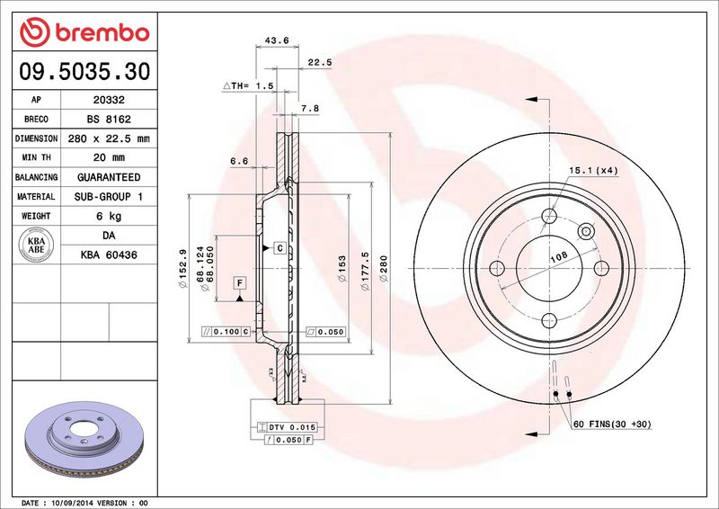 Disc frana 09.5035.30 BREMBO
