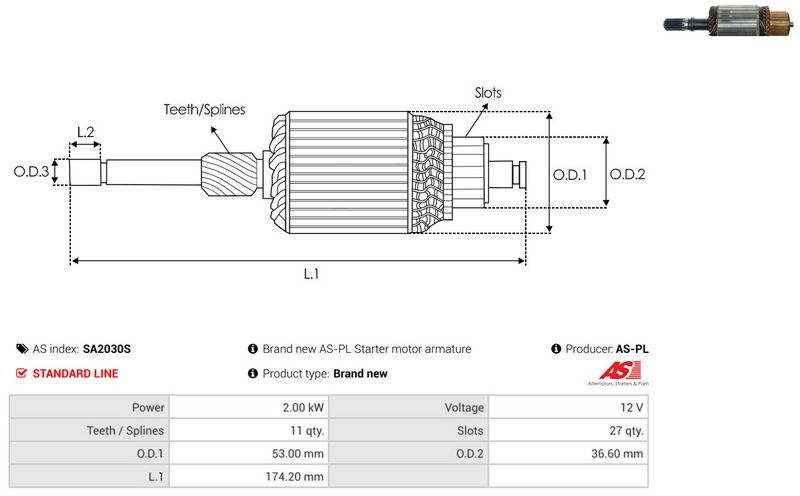 AS-PL SA2030S Armature, starter