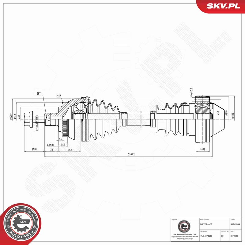 ESEN SKV 40SKV099 Drive Shaft
