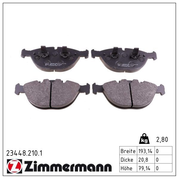 комплект спирачно феродо, дискови спирачки ZIMMERMANN