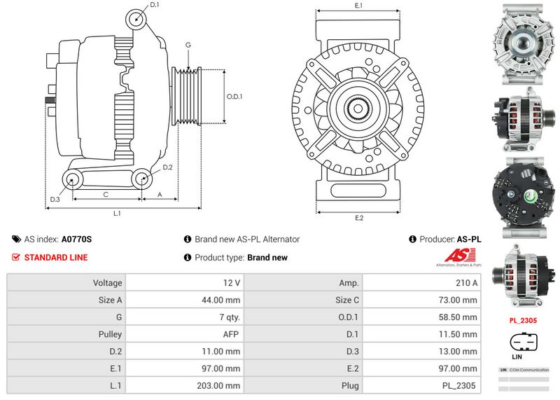AS-PL A0770S Alternator
