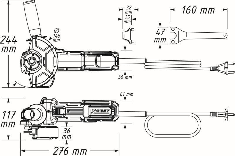 HAZET 9633-10 Angle Grinder (compressed air)