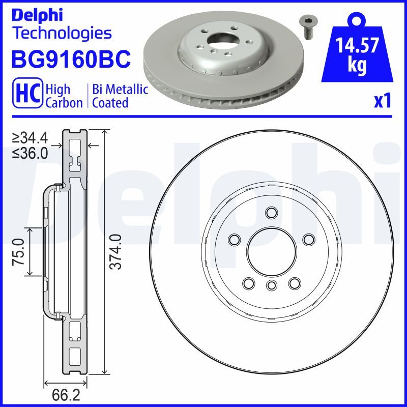 Гальмівний диск, Delphi BG9160BC