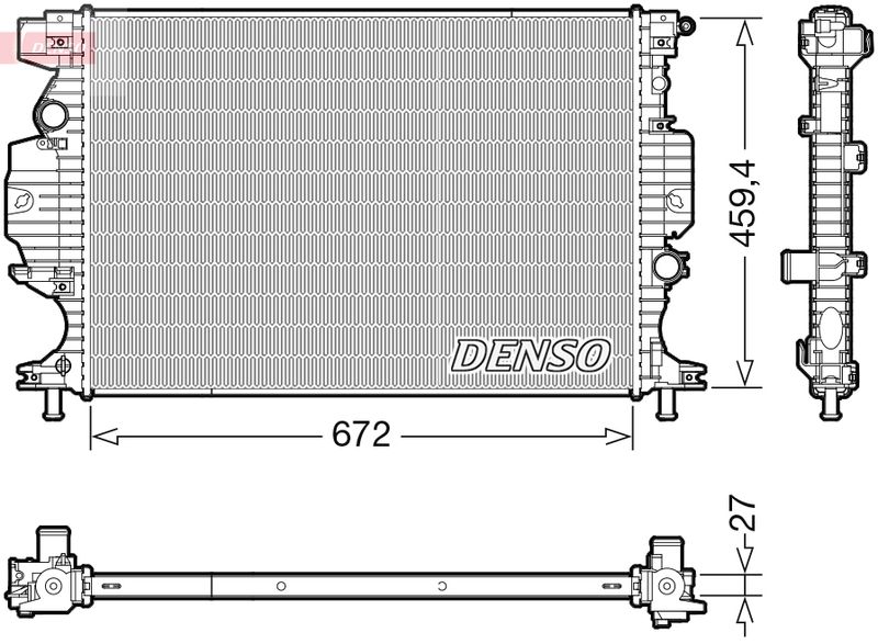 Радіатор, система охолодження двигуна, Denso DRM10120