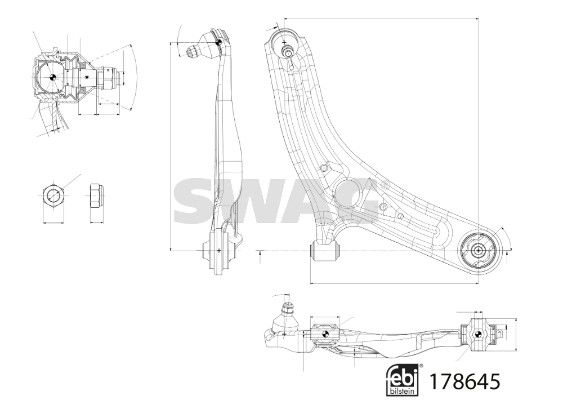 SWAG 33 10 6998 Control/Trailing Arm, wheel suspension