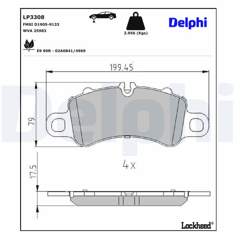 Piduriklotsi komplekt, ketaspidur, DELPHI LP3308