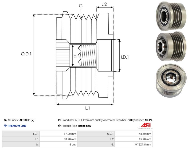 AS-PL AFP3011(V) Alternator Freewheel Clutch