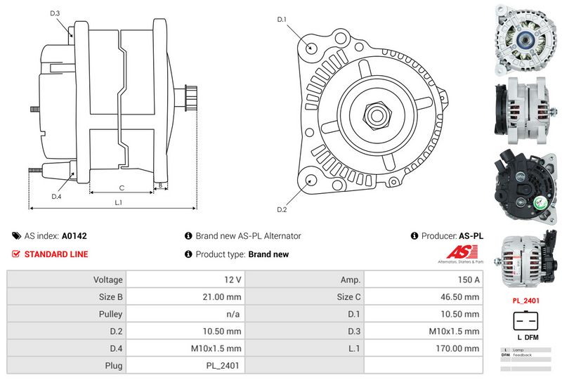 AS-PL A0142 Alternator