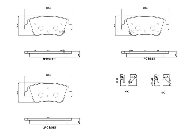 Piduriklotsi komplekt, ketaspidur, BREMBO P 30 152