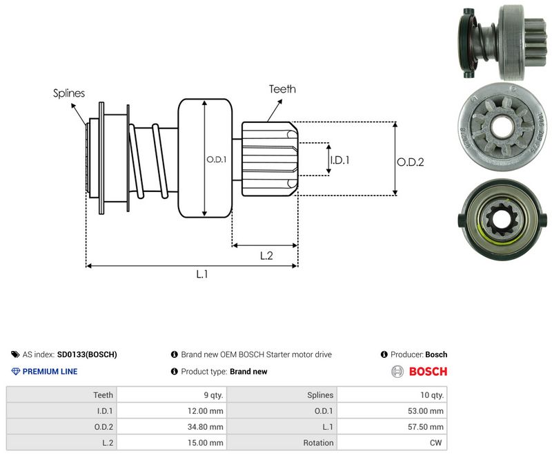 AS-PL SD0133(BOSCH) Freewheel Gear, starter