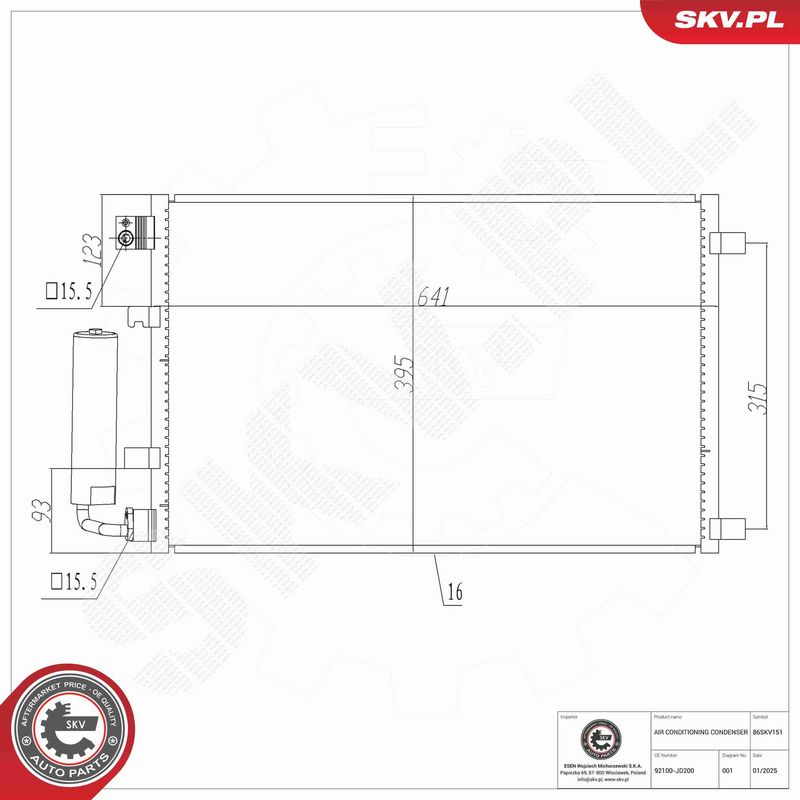 ESEN SKV 86SKV151 Condenser, air conditioning