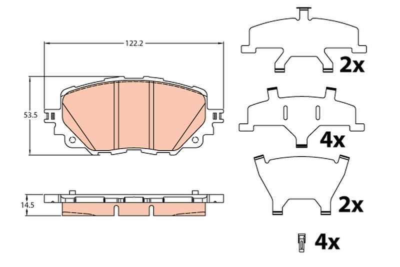 Комплект гальмівних накладок, дискове гальмо, Trw GDB2200