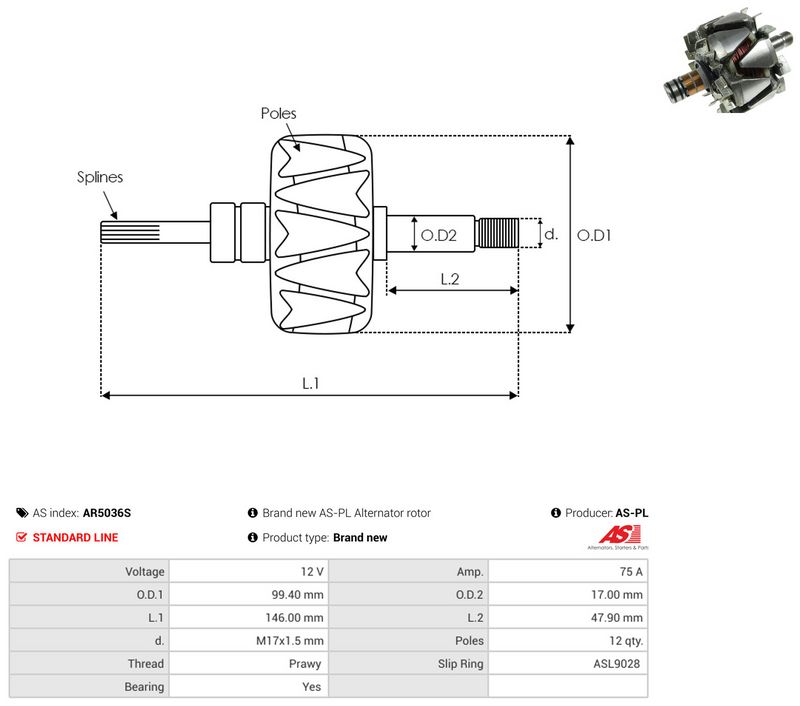 AS-PL AR5036S Rotor, alternator