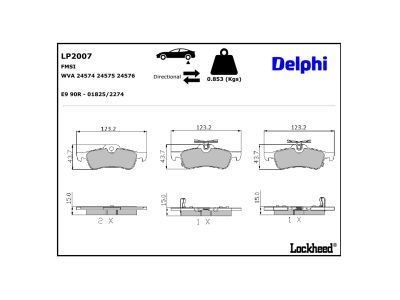 DELPHI LP2007 Brake Pad Set, disc brake