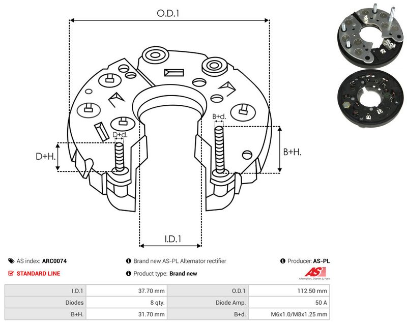 AS-PL ARC0074 Rectifier, alternator