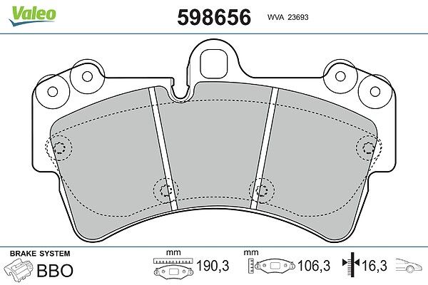комплект спирачно феродо, дискови спирачки VALEO