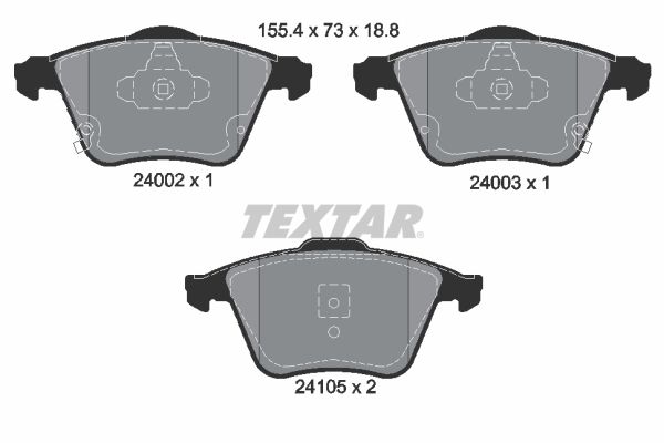 Комплект гальмівних накладок, дискове гальмо, Textar 2400201