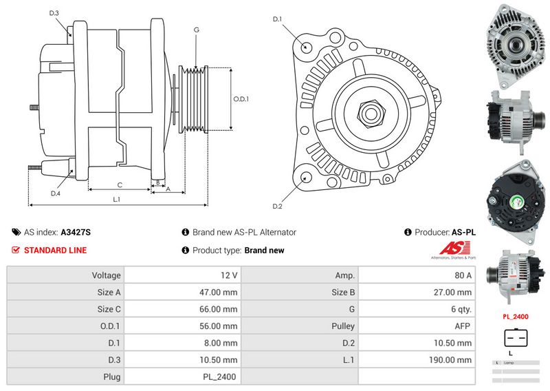 AS-PL A3427S Alternator