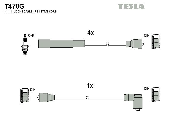 Комплект проводів високої напруги, Tesla T470G