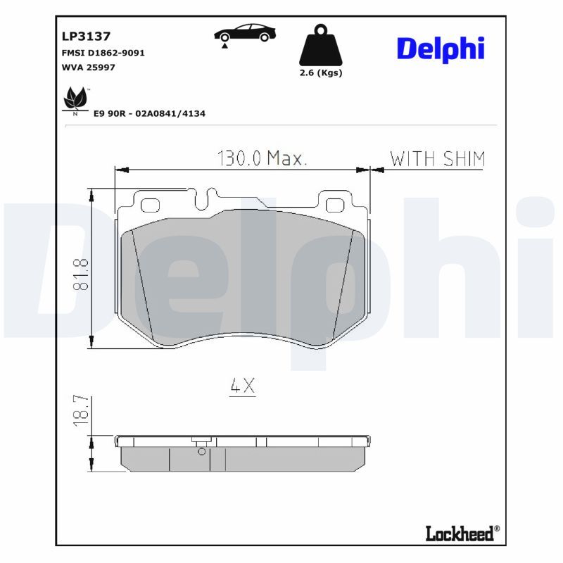Piduriklotsi komplekt, ketaspidur, DELPHI LP3137