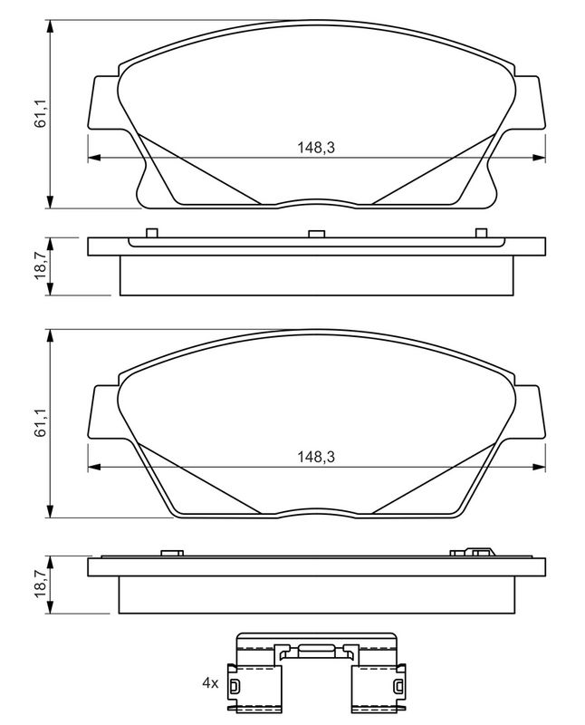 Piduriklotsi komplekt, ketaspidur, BOSCH 0 986 494 657