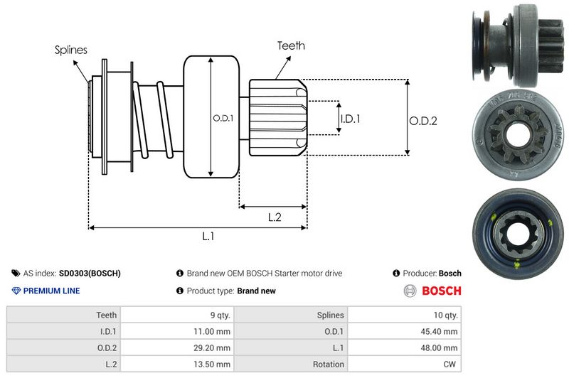 Vabajooks, starter, AS-PL SD0303(BOSCH)