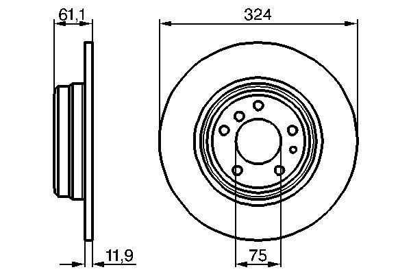 BOSCH диск тормозной задний BMW 7-serie E38 324*12