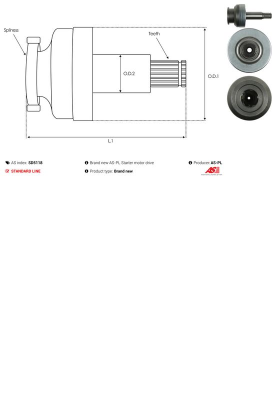 AS-PL SD5118 Freewheel Gear, starter