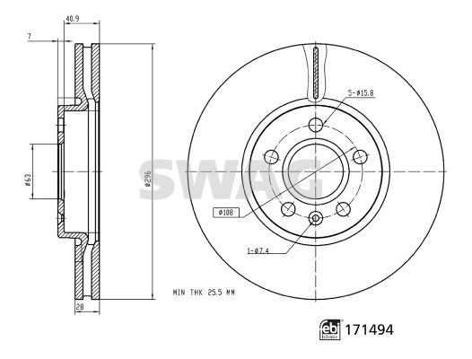 SWAG 33 10 5609 Brake Disc