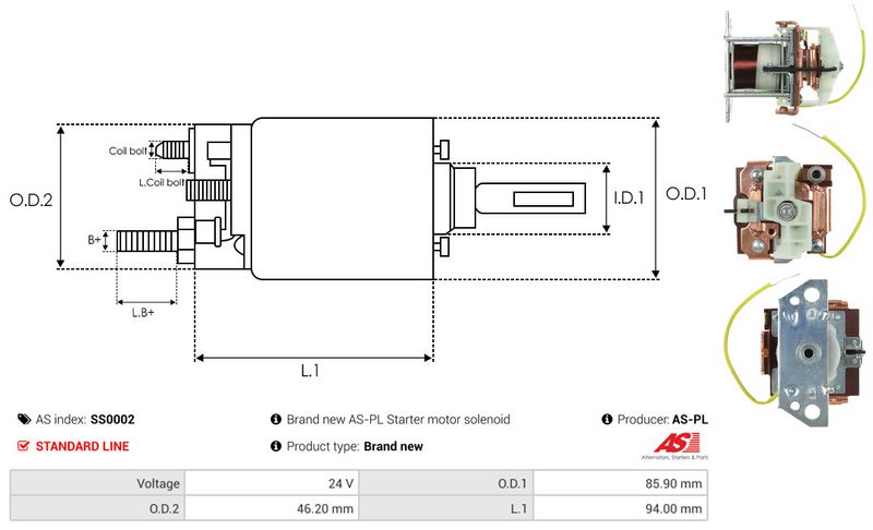 AS-PL SS0002 Solenoid Switch, starter