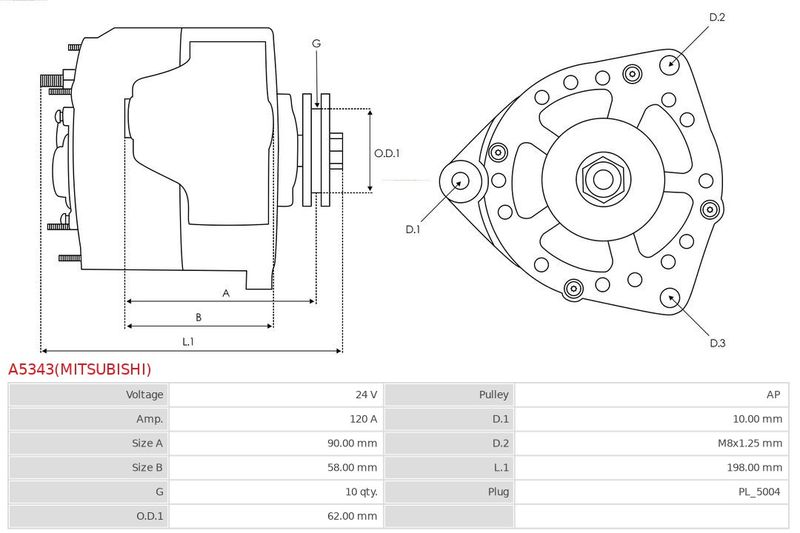 AS-PL A5343(MITSUBISHI) Alternator