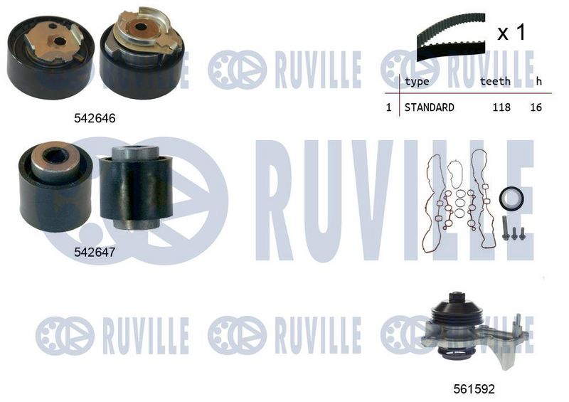 RUVILLE Водяной насос + комплект зубчатого ремня