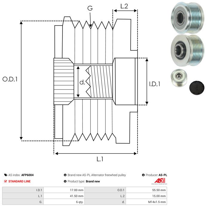 AS-PL AFP6004 Alternator Freewheel Clutch