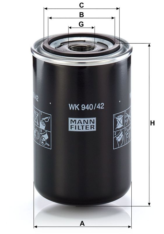Kütusefilter, MANN-FILTER WK 940, 42