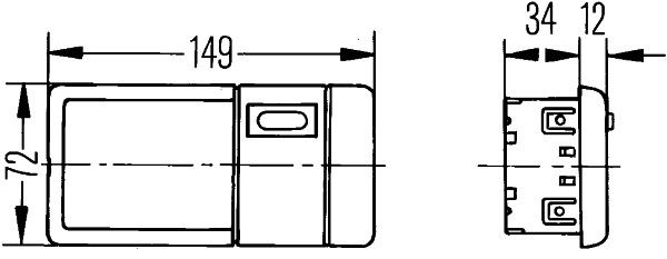 Binnenverlichting lamp (12/24V) lengte: 151mm  diepte: 46mm  hoogte:72mm