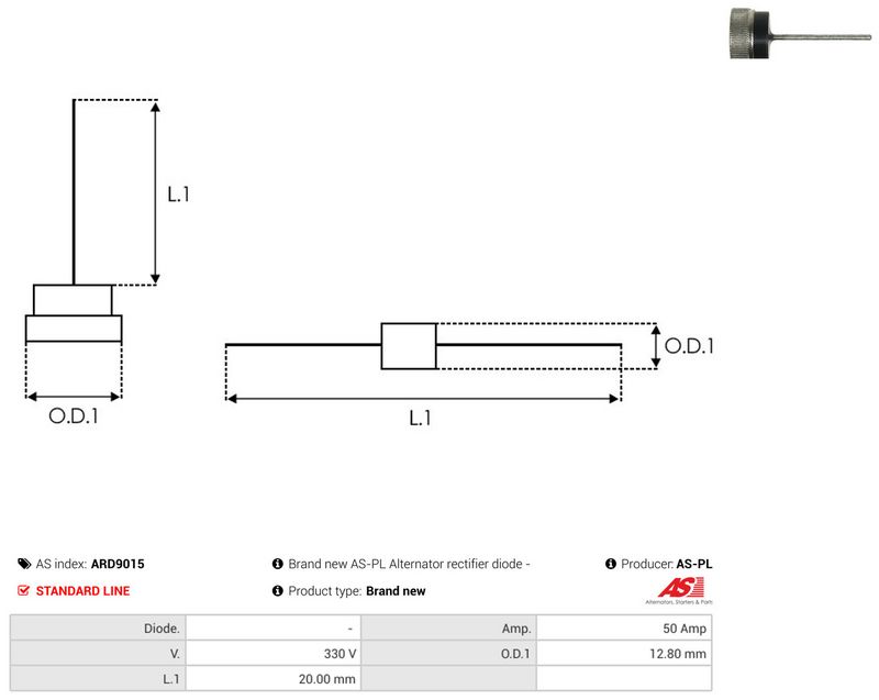 AS-PL ARD9015 Rectifier, alternator