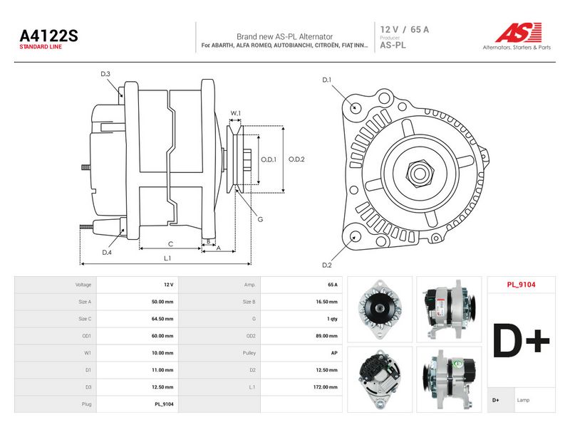 Generaator, AS-PL A4122S