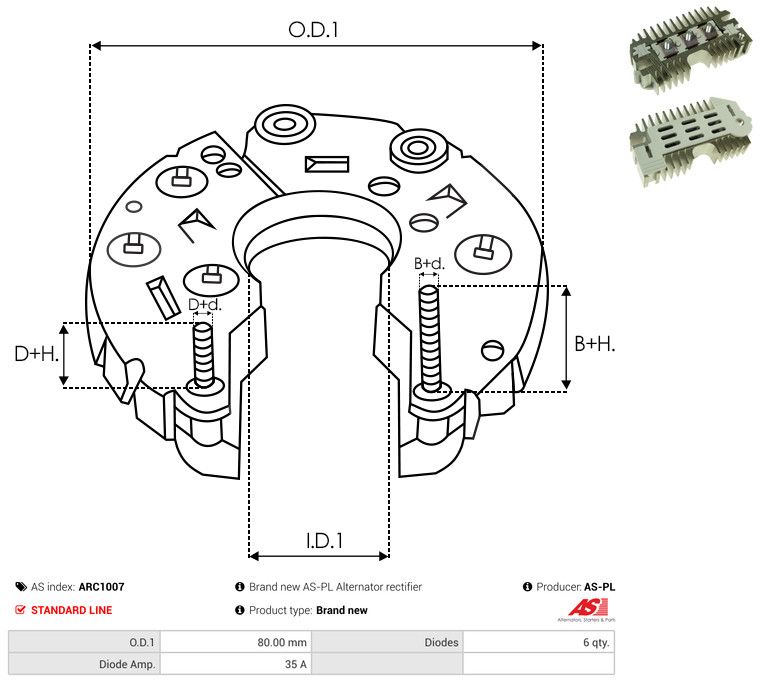 AS-PL ARC1007 Rectifier, alternator