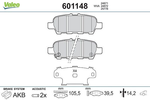 комплект спирачно феродо, дискови спирачки VALEO
