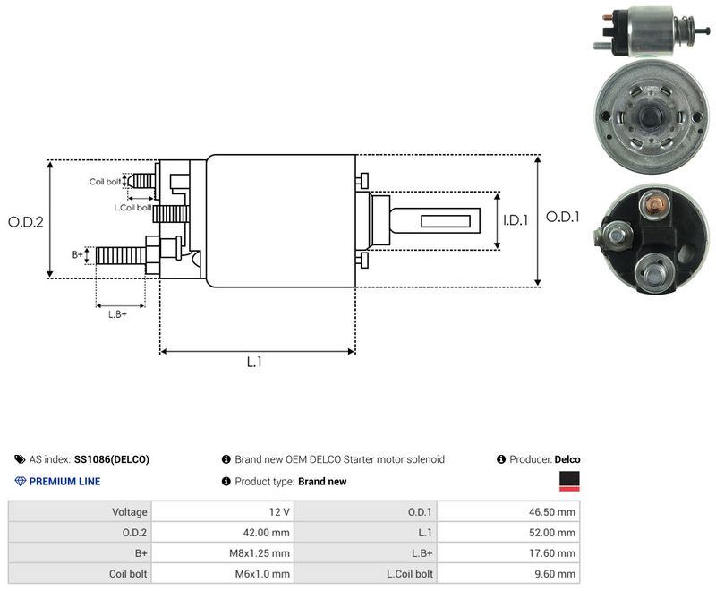 Magnetlülitus, starter, AS-PL SS1086(DELCO)