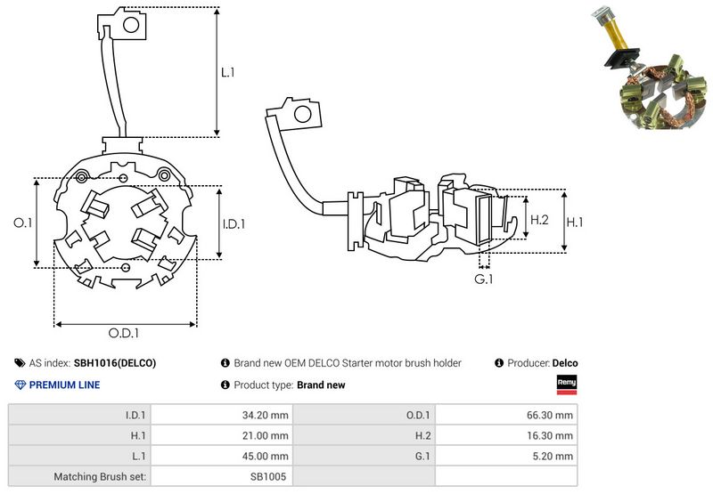 AS-PL SBH1016(DELCO) Holder, carbon brushes