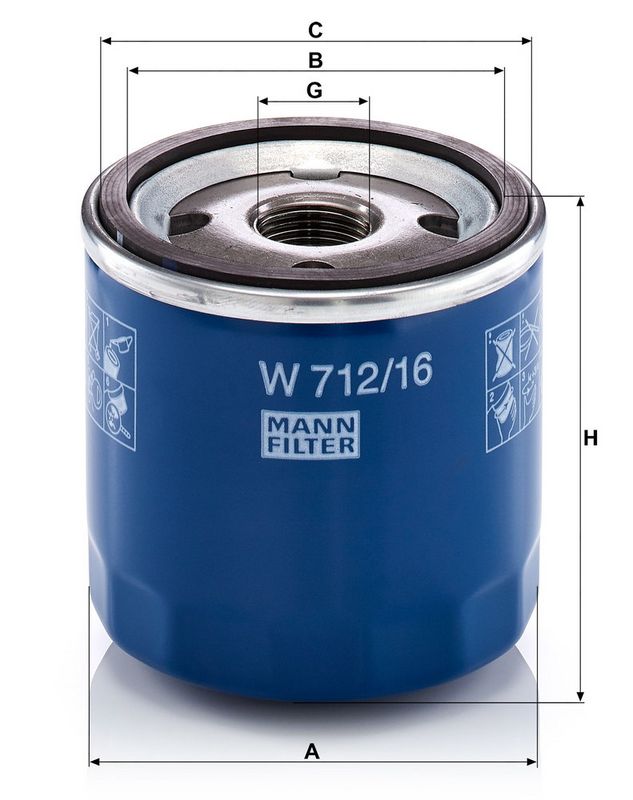 Õlifilter, MANN-FILTER W 712, 16