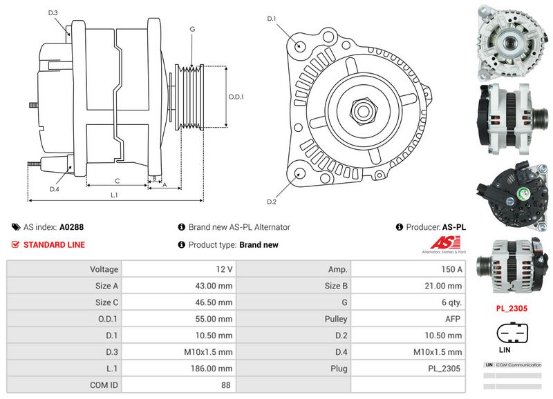 AS-PL A0288 Alternator