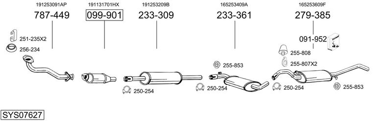 BOSAL kipufogórendszer SYS07627