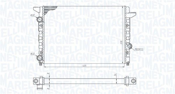 Радіатор, система охолодження двигуна, Magneti Marelli 350213185400