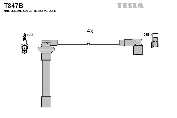 Комплект проводів високої напруги, Tesla T847B