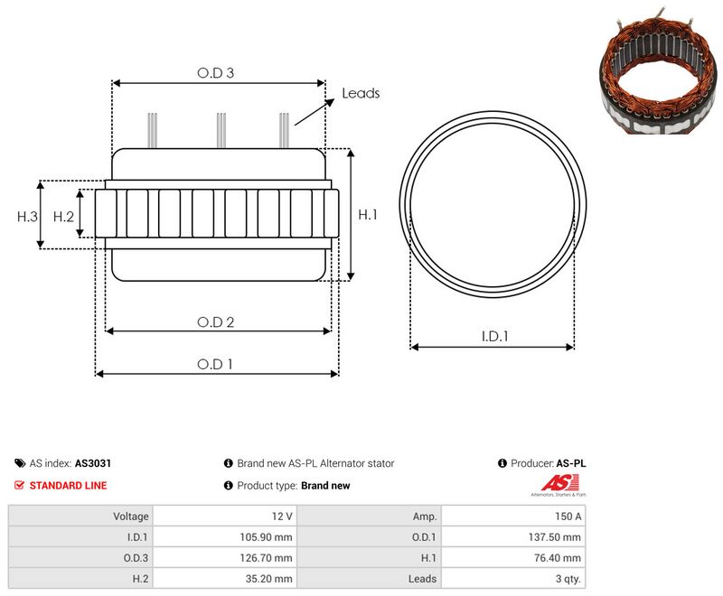 Staator, generaator, AS-PL AS3031